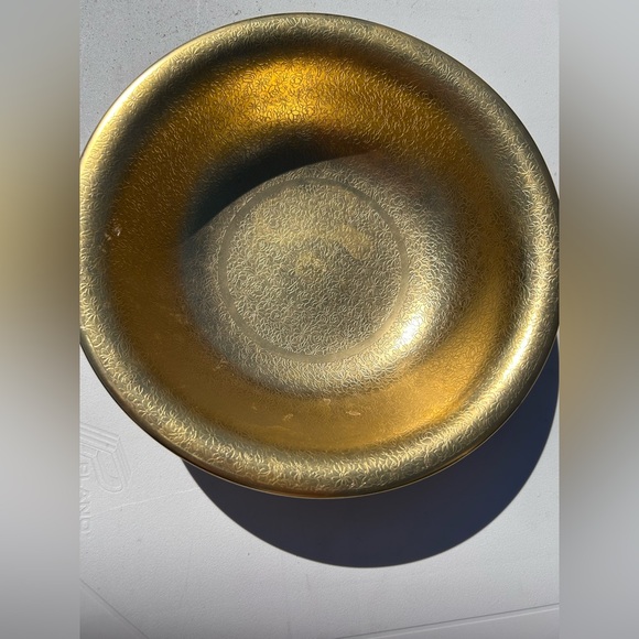 Vintage Picard Rose & Daisy Patterned Gold Overlay 9 .5 “Bowl -Holiday Perfect!